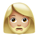 woman: medium-light skin tone, beard appearance on Apple