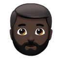 man: dark skin tone, beard appearance on Apple