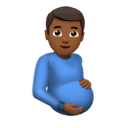 pregnant man: medium-dark skin tone appearance on Apple