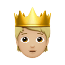 person with crown: medium-light skin tone appearance on Apple