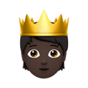 person with crown: dark skin tone appearance on Apple