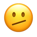 face with diagonal mouth appearance on Apple