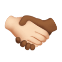 handshake: light skin tone, medium-dark skin tone appearance on Apple