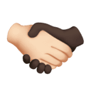 handshake: light skin tone, dark skin tone appearance on Apple