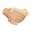 handshake: medium-light skin tone, light skin tone appearance on Apple