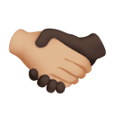 handshake: medium-light skin tone, dark skin tone appearance on Apple