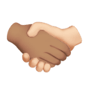 handshake: medium skin tone, light skin tone appearance on Apple
