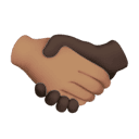 handshake: medium skin tone, dark skin tone appearance on Apple