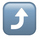 right arrow curving up appearance on Apple