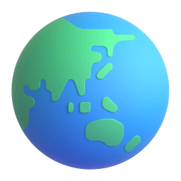 globe showing Asia-Australia appearance on Microsoft