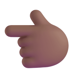 backhand index pointing left: medium-dark skin tone appearance on Microsoft