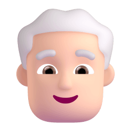man: light skin tone, white hair appearance on Microsoft