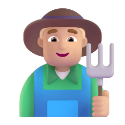 man farmer: medium-light skin tone appearance on Microsoft