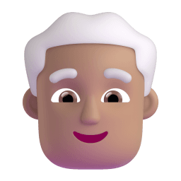 man: medium skin tone, white hair appearance on Microsoft