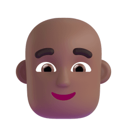 man: medium-dark skin tone, bald appearance on Microsoft