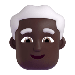 man: dark skin tone, white hair appearance on Microsoft