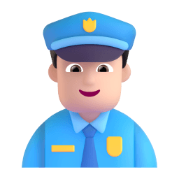 男警察: 较浅肤色 在 Microsoft 平台的外观