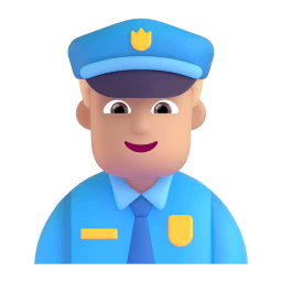 男警察: 中等-浅肤色 在 Microsoft 平台的外观