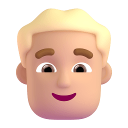 man: medium-light skin tone, blond hair appearance on Microsoft