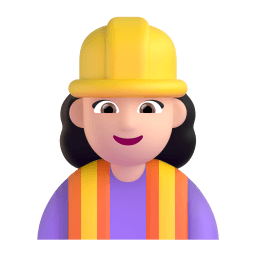 woman construction worker: light skin tone appearance on Microsoft