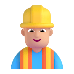 man construction worker: medium-light skin tone appearance on Microsoft