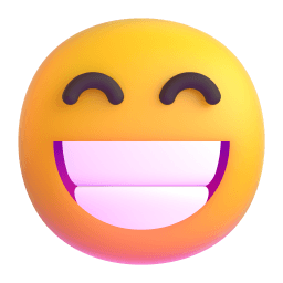 beaming face with smiling eyes appearance on Microsoft