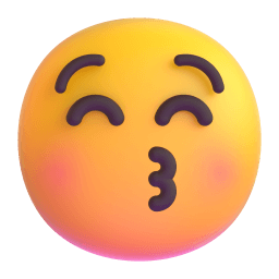 kissing face with closed eyes appearance on Microsoft