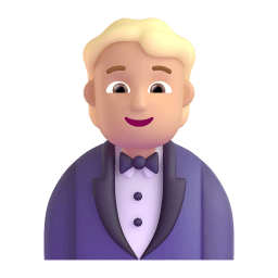 person in tuxedo: medium-light skin tone appearance on Microsoft