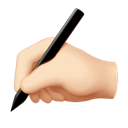 writing hand: light skin tone appearance on Apple
