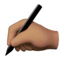 writing hand: medium skin tone appearance on Apple