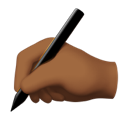 writing hand: medium-dark skin tone appearance on Apple