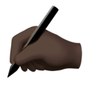 writing hand: dark skin tone appearance on Apple