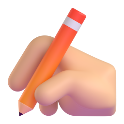 writing hand: medium-light skin tone appearance on Microsoft