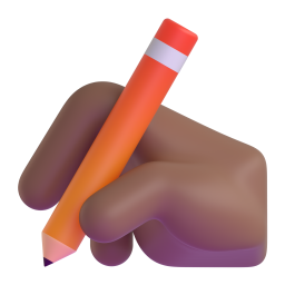writing hand: medium-dark skin tone appearance on Microsoft